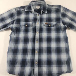 Carhartt Flannel Shirt Men L  Blue Plaid Regular Fit Heavyweight
